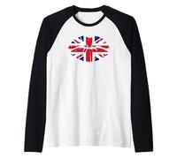Union Jack Flag Lips British Isles GB Great Britain Flag Lip Raglan Baseball Tee
