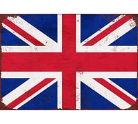 Union Jack Flag Metal Sign Vintage/Rusted Style Metal Wall Plaque,8 X 12 Inch