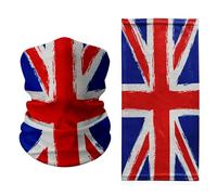 Union Jack Flag Neck Gaiter - Distressed UK Flag Face Cover, Lightweight Balaclava, Multi-Wear Bandana & Headwrap for Festivals, Travel, Outdoor Sports & British Pride
