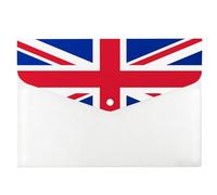Union Jack Flag Plastic Wallets A4, British Flag Document Folders, Plastic A4 Folder, School Supplies for Girls Wallet, File with Snap Button, Document Holder for School Office Home Travel