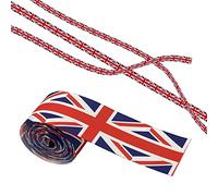 Union Jack Flag Ribbon | 18ft Union Jack Crafting Ribbons for Supplies | United Kingdom British Flag Trimmings Braid for Queens Platinum_Jubilee Patriotic Royal Decorations 2022