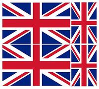 Union Jack Flag Self Adhesive Stickers Great Britain and England Ideal for Car Van Ipad Laptop and More The Larger Sticker is 100mm by 60mm The Two Smaller Sticker is 60mm by 36mm, Pack of 4
