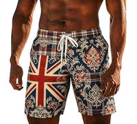 Union Jack Flag Summer Beach Shorts Quick Dry Great Britain England 3D Digital Print Swim Trunks Board Shorts Beach Holiday Plus Size Swimwear for Seaside Holiday Outdoor Sports,Navy,3XL