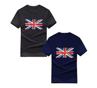 Union Jack Flag T-Shirt, England Flag Love Great Britain UK United Kingdom Unisex Adults Top (Black, S)