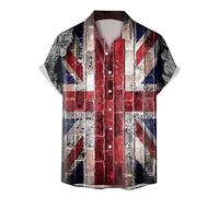 Union Jack Flag t Shirt Mens Gym Shirts Queen Platinum Jubilee Short Sleeve Front Pocket Holiday Summer Aloha Printed Beach Casual Hawaii Shirt 2024 King Charles Coronation Muscle T-Shirt