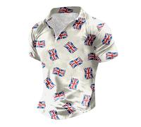 Union Jack Flag t Shirt Mens Tshirts Queen Platinum Jubilee Button Down Short Sleeve Beach Shirts Summer Casual Aloha Shirts Britain Union Jack Grunge Flag Short Sleeve Fashion Workout Shirts