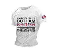 Union Jack Flag t Shirt T-Shirts for Men UK British Flag Funky Hawaiian Shirt Short Sleeve Flower/Pineapple/Bird Print Button Down Beach Shirts King Charles Coronation Pirate Shirt (White, XXXL)