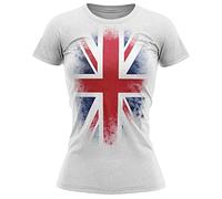 Union Jack Flag T Shirt, Union Jack Gifts for Women Queens Platinum Jubilee Gifts, 70 Years Celebrations Womens Tee, XXL, White