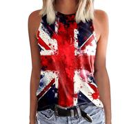 Union Jack Flag Tank Top for Women United Kingdom England Great Britain Crewneck Sleeveless Vest Shirts Ladies UK Flags Printed Graphic Independence Day Tee T-Shirts Summer Tops
