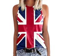 Union Jack Flag Tank Top for Women United Kingdom England Great Britain Crewneck Sleeveless Vest Shirts Ladies UK Flags Printed Graphic Independence Day Tee T-Shirts Summer Tops