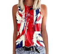 Union Jack Flag Tank Top for Women United Kingdom England Great Britain Crewneck Sleeveless Vest Shirts Ladies UK Flags Printed Graphic Independence Day Tee T-Shirts Summer Tops