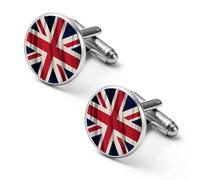Union Jack Flag UK United Kingdom Shirt Cufflinks Round Cuff Links for Business Wedding Party Father's Day Gift 2.0cm