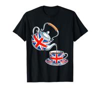 Union Jack Flag Vintage British Teapot Teacup Great Britain T-Shirt