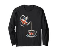 Union Jack Flag Vintage British Teapot & Teacup Long Sleeve T-Shirt