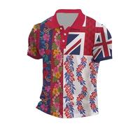 Union Jack Flag Work Shirts for Men England Flag Short Sleeve Front Pocket Holiday Summer Aloha Printed Beach Casual Hawaii Shirt King Charles Coronation 2025 Oversized Shirt (C-Watermelon Red, XXXL)