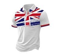 Union Jack Flag Workout Shirts for Men Britain UK United Kingdom 3D Printed Casual Holiday Graphic Shirts Funky Summer Cool Short Sleeve Shirt King Charles 2025 Summer Tunic Tops (White-f, XXL)