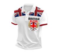 Union Jack Flag Workout Shirts for Men United Kingdom Britain England Breathable Golf Polo Shirts Button Down Regular Fit Tops King Charles Coronation 2025 Modern Fitted Tees,M