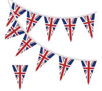 Union Jack Flags Bunting Banner with 30pcs Triangular British Flag,10m/32.8ft UK Great Britain England Fabric Bunting Flags for VJ Day 80th Anniversary Decorations,Garden Outdoor Union Jack Party