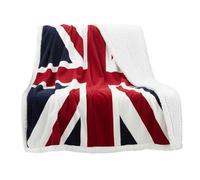 Union Jack Fleece Blanket Throw - Red Whit Blue. British Flag