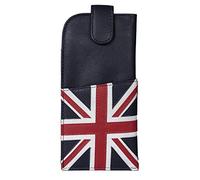 Union Jack Glasses case Soft Leather Wide tab top by Mala leather (Navy Blue)
