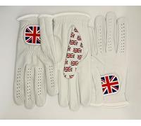 Union Jack Golf Gloves 3-Pack Left Hand for Right Handed Golfer Cabretta Leather Standout thumb print design Perfect Feel Exceptional Grip (M)