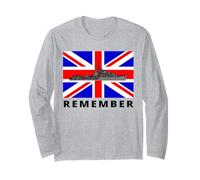 Union Jack Great Britain Flag with British WW2 Ship Long Sleeve T-Shirt