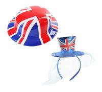 Union Jack Hat Accessory Set - Union Jack Bowler Hat and Matching Sequin Fascinator Hat - VE Day British Events King's Coronation Fancy Dress Costume Accessory Set