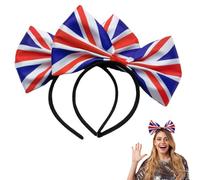Union Jack Headband, Union Jack Hairband England Flag Headband British Ribbon, Trooping the Colour Anniversary British Flag Bow Hairband Hair Hoop Union Flag Head Boppers (2-Piece, One size)
