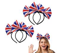 Union Jack Headband, Union Jack Hairband England Flag Headband British Ribbon VE Day 80 Years Anniversary British Flag Bow Hairband Hair Hoop Union Flag Head Boppers (4-Piece)