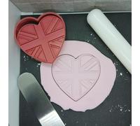 Union Jack Heart Cookie Cutter 3D Printed Biscuit Stamp Fondant Icing Cake Decor
