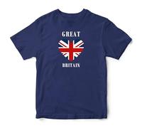 Union Jack Heart Kids T Shirt Boys Girls Great Britain Supporter Tee for 2024 Sports Games, 7-8 Years, Navy