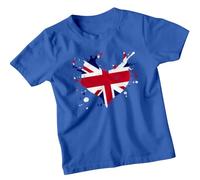 Union Jack Heart London Landmarks Kids T-Shirt British Souvenir Tee 12-13 Years Royal Blue