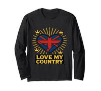 Union Jack Heart Love My Country Long Sleeve T-Shirt