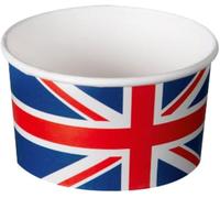 Union Jack Ice Cream/Dessert Tubs/Bowls Queens Jubilee Small Paper Party Cups 155 ml x 12, Red White Blue