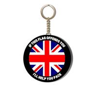 Union Jack - IF This Flag Offends You - I'll Help You Pack - 45MM Long Chain Keyring Bottle Opener