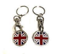 Union Jack Keyring - Trolley Token and Pound Coin Holder for Easy Access to Shopping Trolleys, Grocery Carts, and Trolley Coin Keyring UK