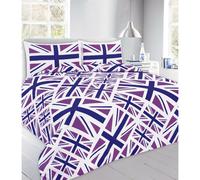 (Union Jack Lilac , Double) Printed Duvet Cover set With Pillow Cases