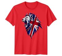 Union Jack Lion T-Shirt Great Britain UK Flag Graphic Family Shirts Men Women & Kids Tee British Patriotic Apparel #5 4XL Red