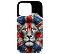 Union Jack Lions Head Lion Face & British Flag Great Britain Case for iPhone 15 Pro Max