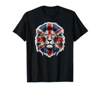Union Jack Lions Head Lion Face & British Flag Great Britain T-Shirt