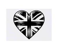 'Union Jack Love Heart' Temporary Tattoo - Water Resistant, Skin-Safe, Non-Toxic Transfer (TO00083433)