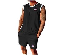 Union Jack Men Tracksuit Set Clearance Summer Printed Co Ord Set Round Neck Sleeveless T Shirt Tank Tops and Drawstring Activewear Shorts Suit Gym Sport Beach Lounge Wear Set M-3XL Warehouse Deals
