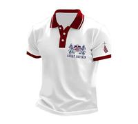 Union Jack Men's Golf Shirt - Breathable Quick-Dry Lightweight Polo Shirts for Men with Solid/Print Designs, Casual & Golf Wear King Charles Coronation 2025 Workwear (White,L)