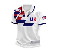 Union Jack Men's Polo Shirts Long Sleeve Quick Dry Running Tops Golf T Shirts Breathable Work Shirts with 3 Boutons King Charles Coronation 2025 Holiday Clothes for Men UK (Navy,XL)