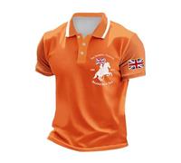 Union Jack Mens Polo Shirts Short Sleeve Quick Dry Lightweight Golf Casual Collared Tops Breathable Moisture Wicking Work Shirts United Kingdom Britain England Loungewear (Orange,M)