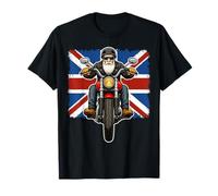 Union Jack Motorcycle Biker Rider UK Flag T-Shirt