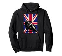 Union Jack Motorcycle Rider Vintage British Biker UK Flag Pullover Hoodie