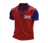 Union Jack Pack of 3 Mens Polo T Shirt Breathable and Lightweight Quick Dry 3 Button Ribbed Collar Comfortable Short Sleeve Polo Shirt Queen Platinum Jubilee Sportwear (Wine,S)