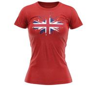Union Jack Paint Splatter T Shirt Women Great Britain Supporter Ladies Tee for 2024 Sports Games, S, Red