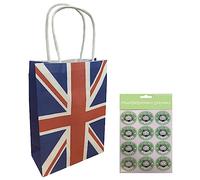 Union Jack Paper Gift Bags Kings Coronation Carrier Bag With Handle Food Treats Sweets Picnic Takeaway Bag British Street Party Supplies with Stickers (24 Bags)